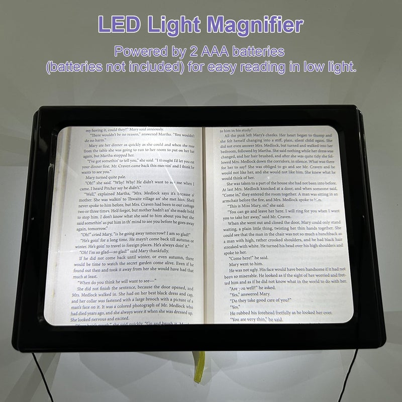 Rongon 3X Hands-Free A4 Full Page Magnifiers Large LED Magnifying Glass with Stand Ideal for Reading Small Prints Crafting Low Vision & Seniors - Image 4